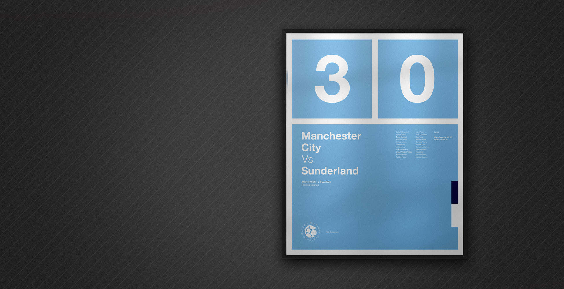 My First Match Personalised Football Print. Celebrate your first match with our MFM range – complete with 4 design options.