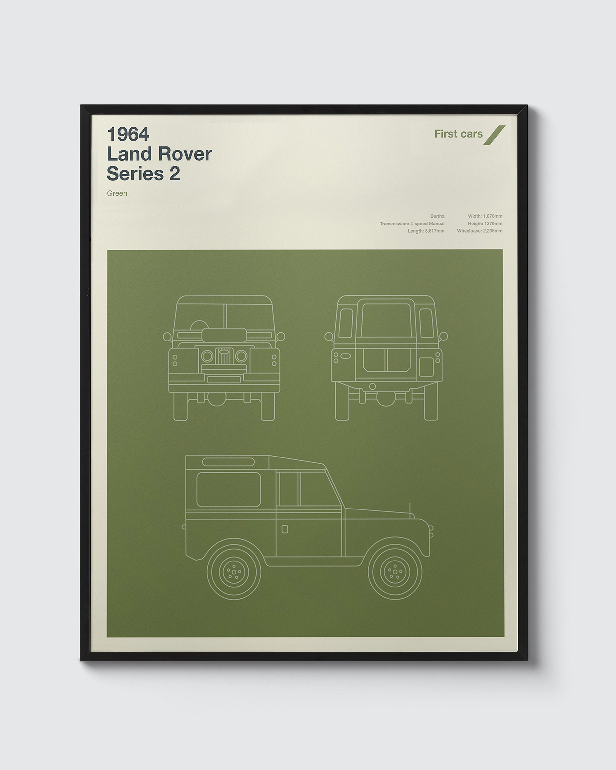 My First Car Print - bold modern print in the style of Haynes Manuals, has an illustration of YOUR first car, complete with car details and stats.