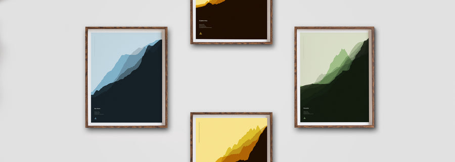 Three Peaks Print Set, created using elevation profiles from the UKs biggest peaks