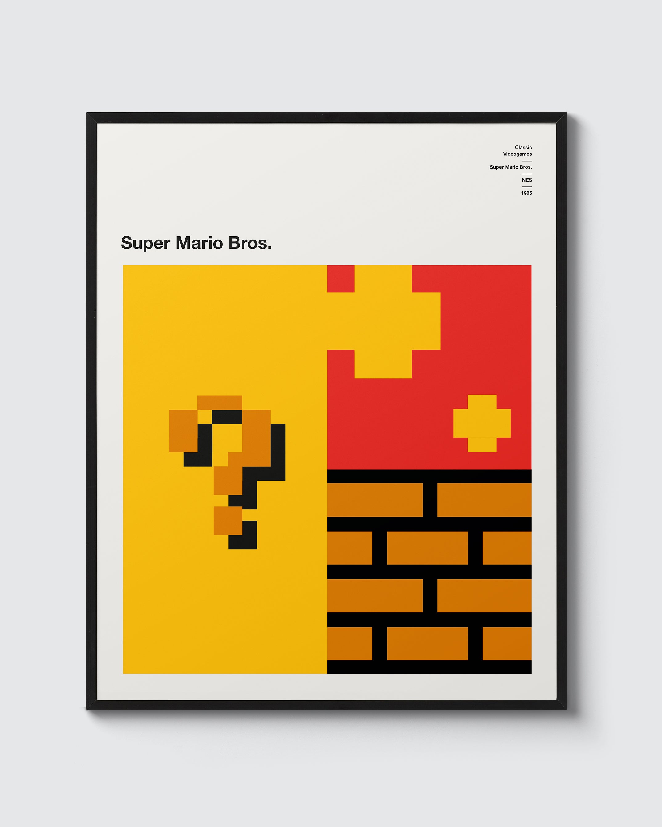 Abstract videogame print – Mario Bros version has three abstract illustrations inspired from the game. Bright bold colours and minimalist design.