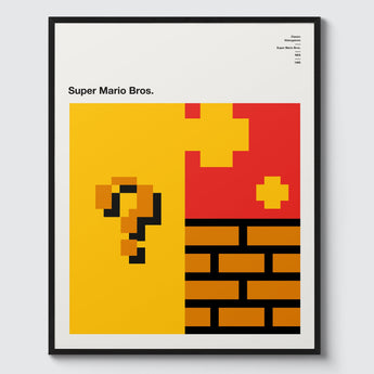 Abstract videogame print – Mario Bros version has three abstract illustrations inspired from the game. Bright bold colours and minimalist design.