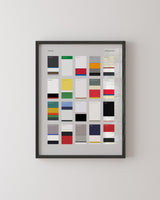 Influential sneakers print. Modern minimalist design featuring colour blocks from 25 of the most influential sneakers.