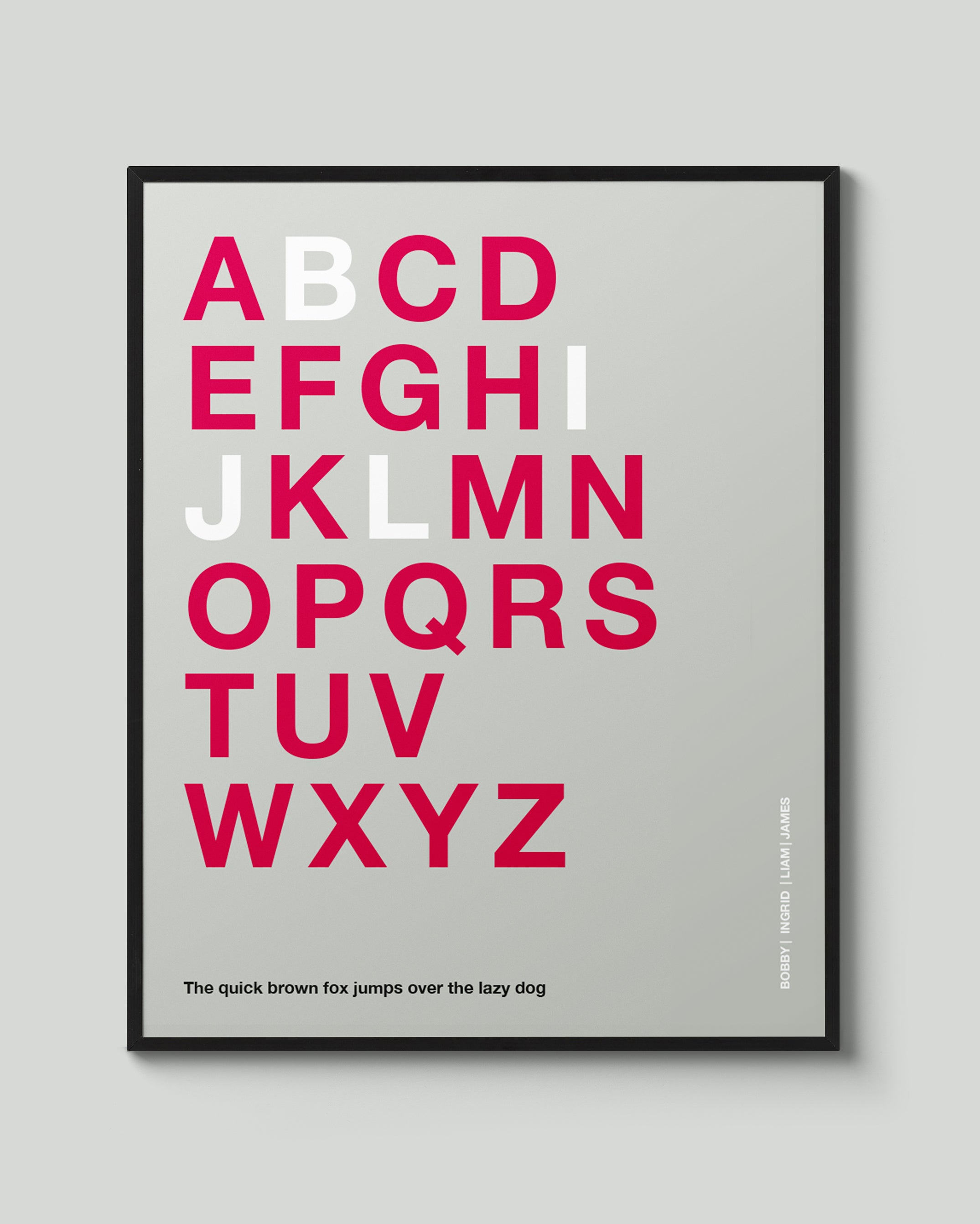 Personalised family alphabet print – Rose