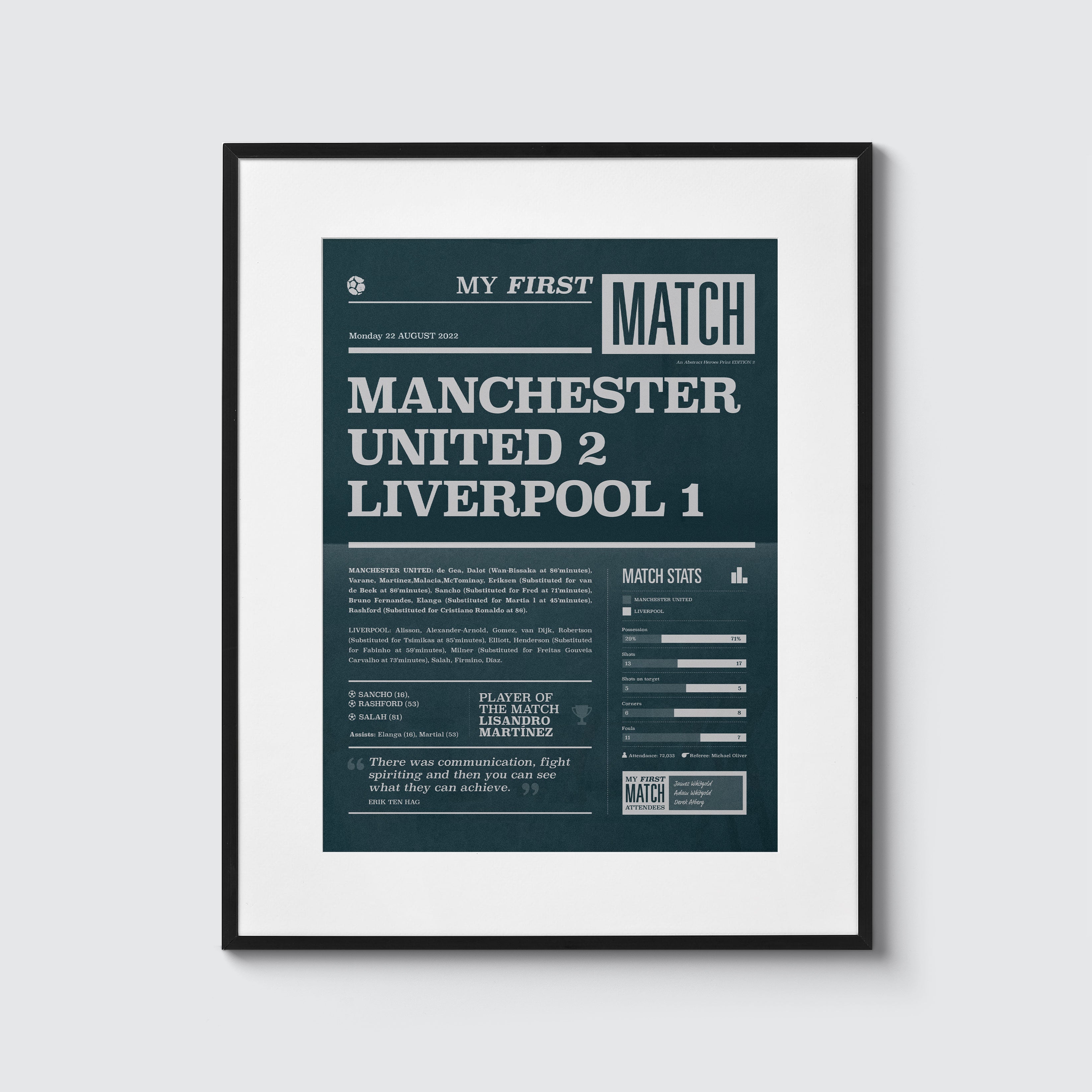 My first match – personalised prints