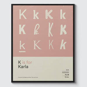 Our Kid print shows your child or baby name in the style of old textbooks. Bold typographic design.