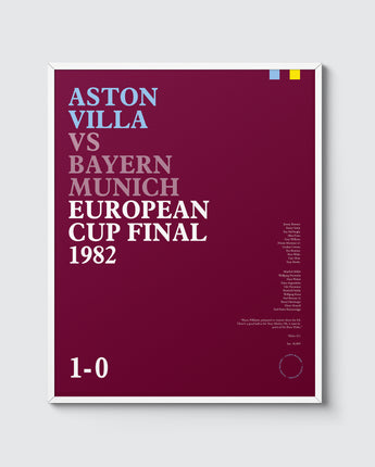 A print that celebrates your favourite football match. Typographic in style, contains your club colours, stats from the match and your name.