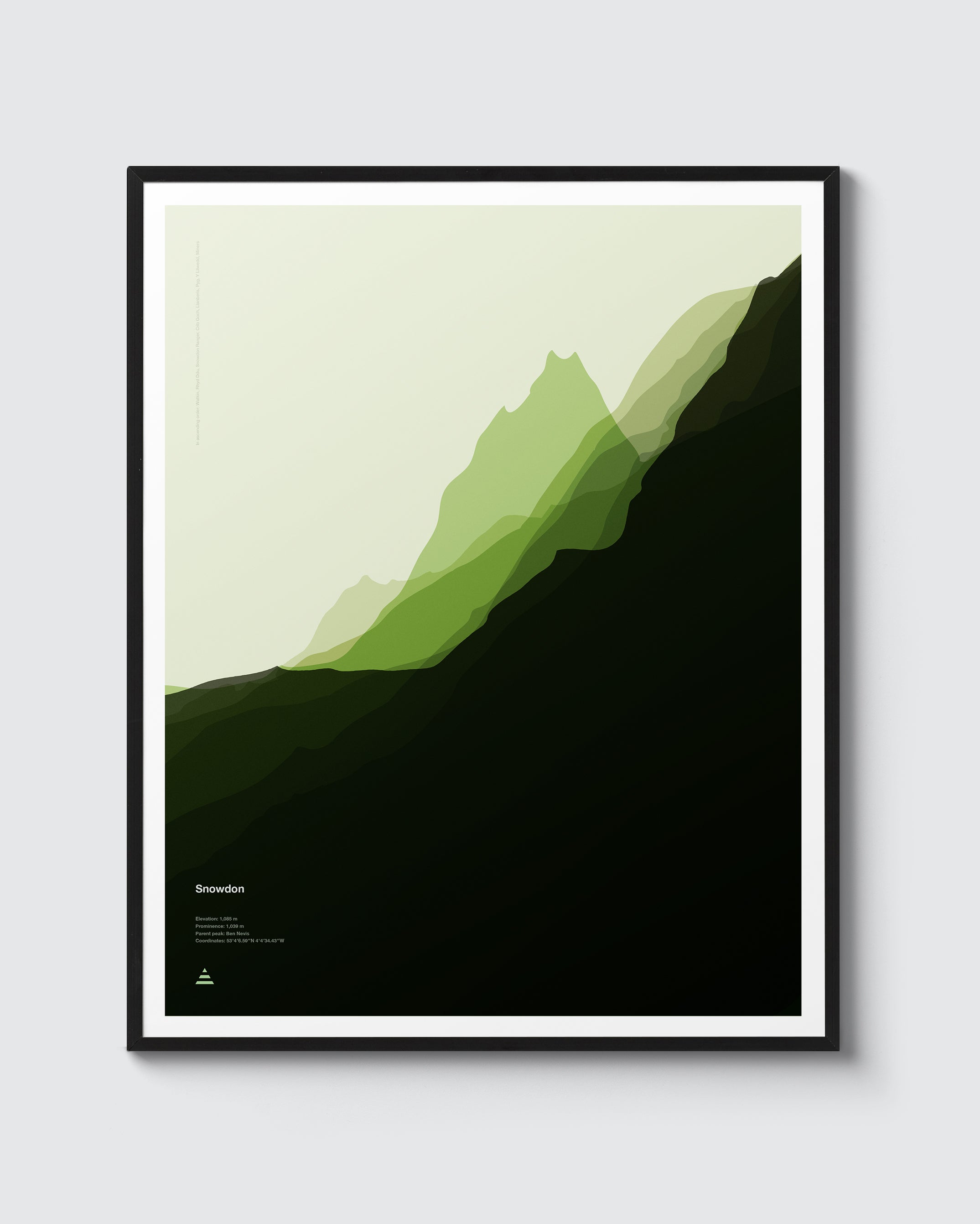 Snowdon Print. Abstract graphical art style landscape, created by overlapping the different routes to the summit