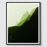 Snowdon Print. Abstract graphical art style landscape, created by overlapping the different routes to the summit