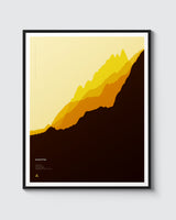 Scafell Pike Print. Abstract graphical art style landscape, created by overlapping the different routes to the summit